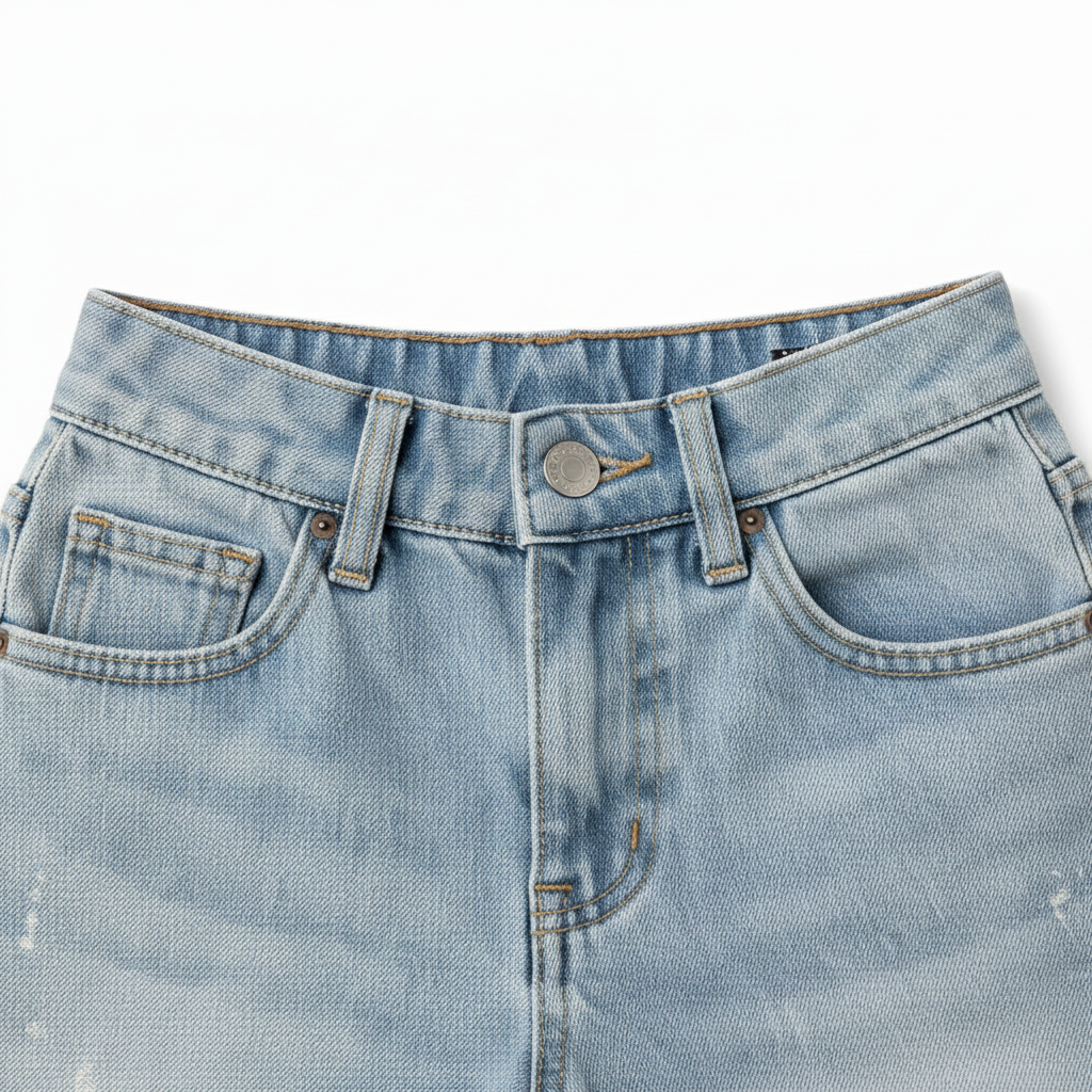 TWOS Denim Jorts Close Up